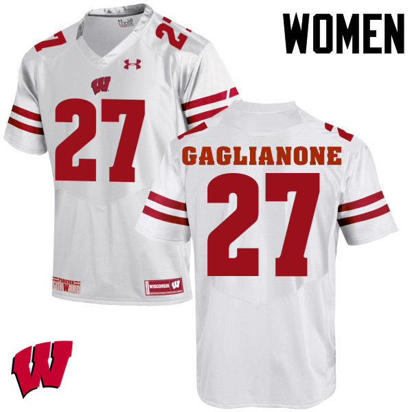 Wisconsin Badgers Women's #27 Rafael Gaglianone NCAA Under Armour Authentic White College Stitched Football Jersey KX40M31UM